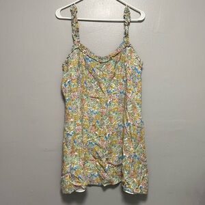 Zara women floral tank ruffles short dress xxl